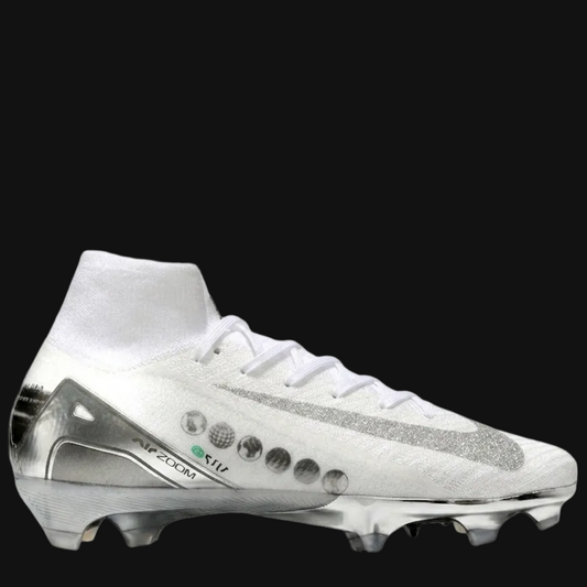 Nike Air Zoom Mercurial Superfly 10 Elite White and Silver Firm Ground FG Football Boot