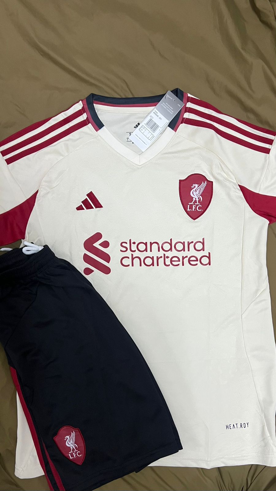 Liverpool FC 2025/26 away jersey and shorts set from Adidas