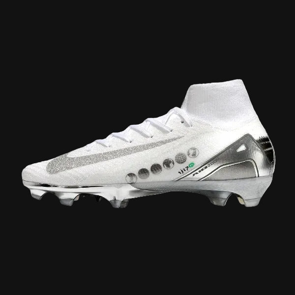Nike Air Zoom Mercurial Superfly 10 Elite White and Silver Firm Ground FG Football Boot