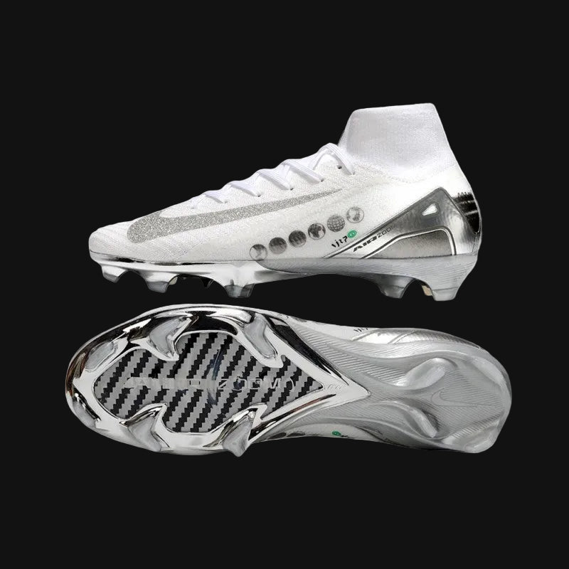 Nike Air Zoom Mercurial Superfly 10 Elite White and Silver Firm Ground FG Football Boot