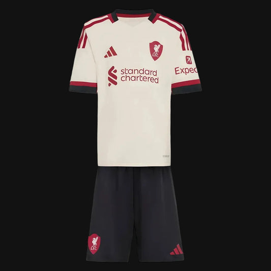 Liverpool FC 2025/26 away jersey and shorts set from Adidas